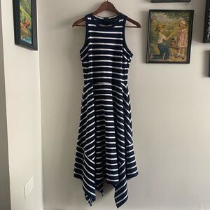 Banana Republic Navy & White Striped Midi Dress